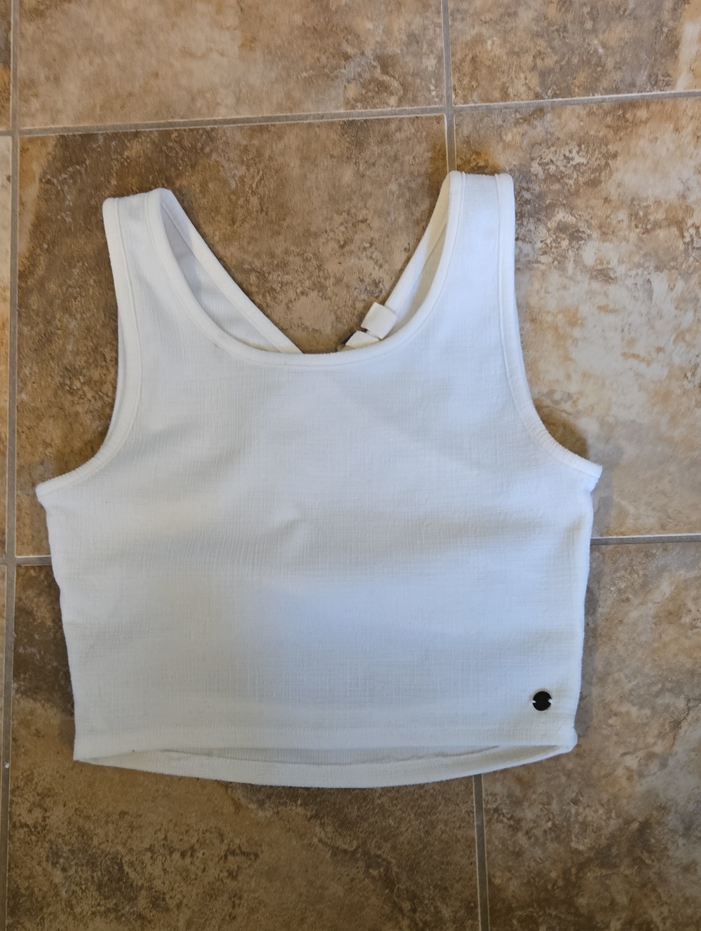 Roxy White Ribbed Crop Tank